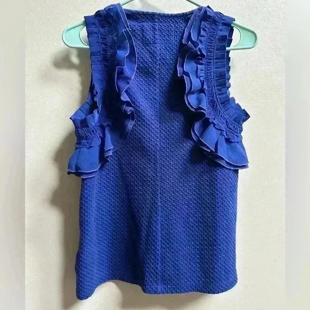 SOLD | Anthropologie Deletta Clemente Sleeveless Blouse | Size S | Royal Blue - Picture 6 of 11